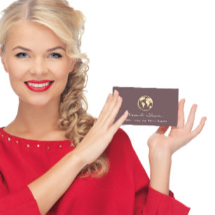 Carte De Visite Earth Globe Word Map Agence de Voyage QRCode Gold