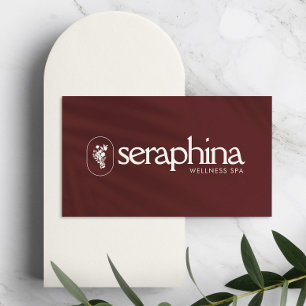 Carte De Visite Earthy Elegance Logo Beauté, Wellness, Spa Maroon