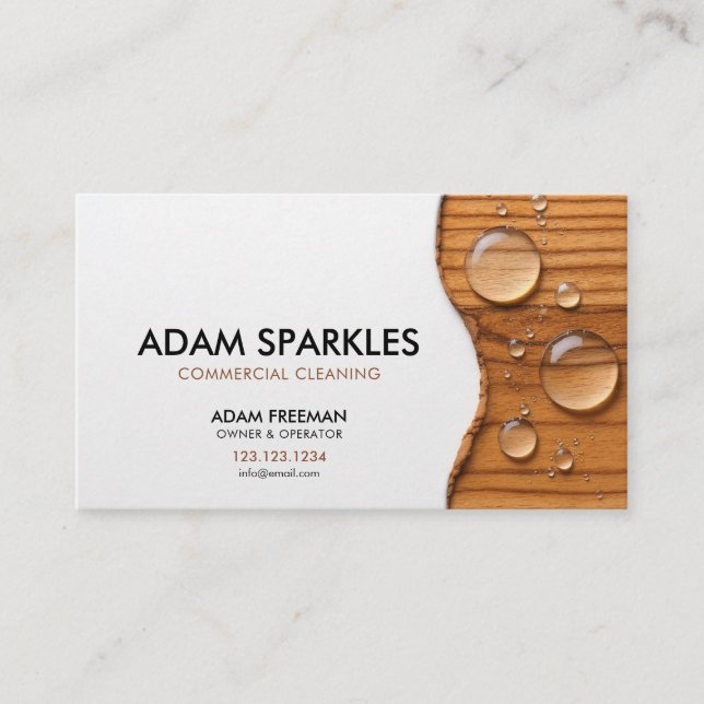 Carte De Visite Eau De Bois Moderne Baisse Nettoyage Commercial (Devant)