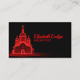 Carte De Visite Ébauche d'église orthodoxe rouge sur fond noir