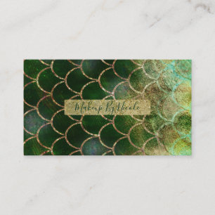 Carte De Visite Écailles de poisson sirène scintillantes vert et o