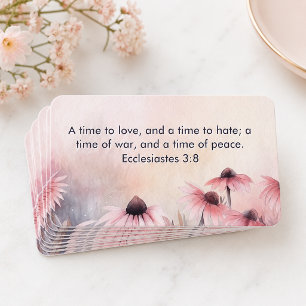 Carte De Visite Ecclésiaste FLORAL ROSE 3:8 KJV Bible Verse