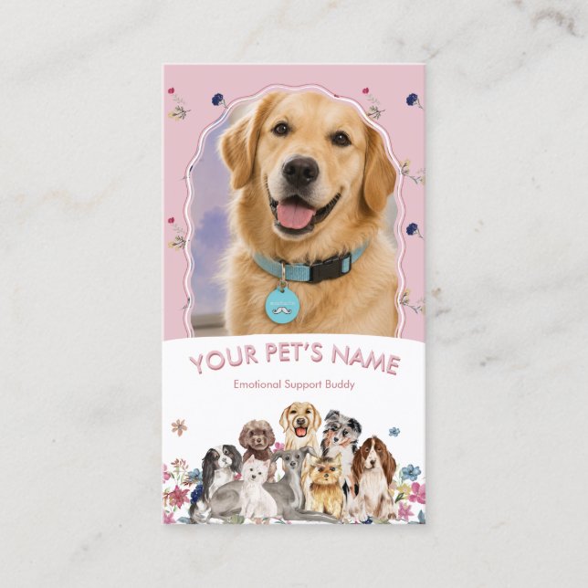 Carte De Visite Échange de chien thérapeutique rose (Devant)