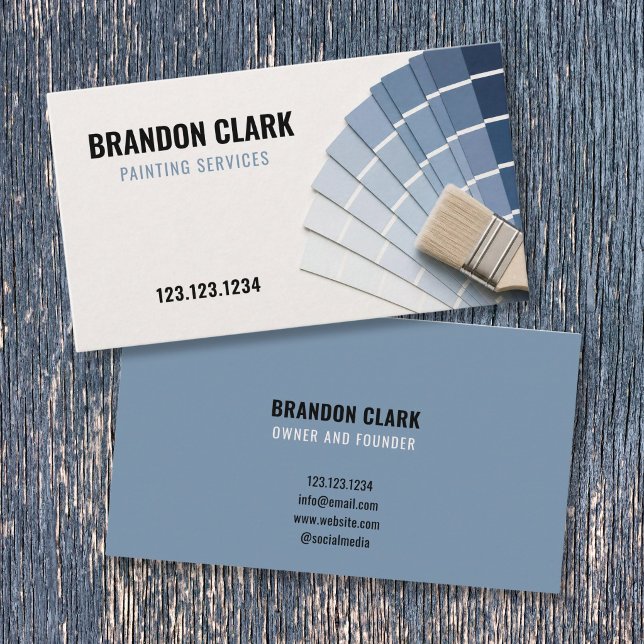 Carte De Visite Échantillon de peinture bleu ardoise éventail phot (Créateur téléchargé)