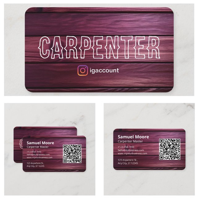 Carte De Visite Échantillon unique de charpentier visitant rustiqu (Unique Carpenter Sample Visiting Rustic Business Card)