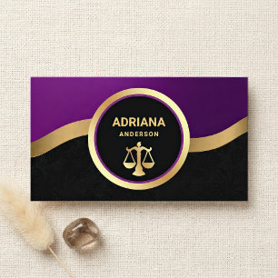 Carte De Visite Échelle de Justice Avocat Or Pourpre Royale