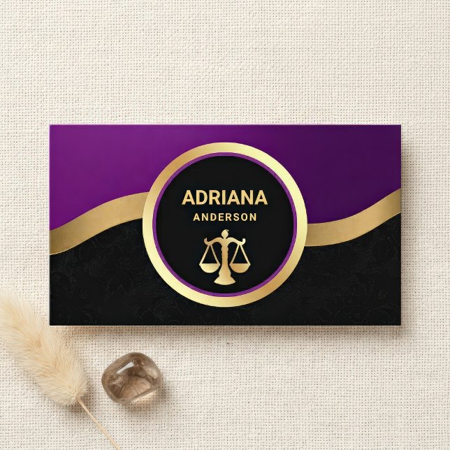 Carte De Visite Échelle de Justice Avocat Or Pourpre Royale (Créateur téléchargé)