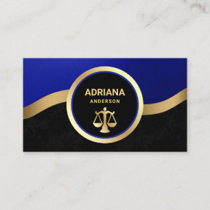 Carte De Visite Échelle de justice d'avocat bleu or royal Avocat