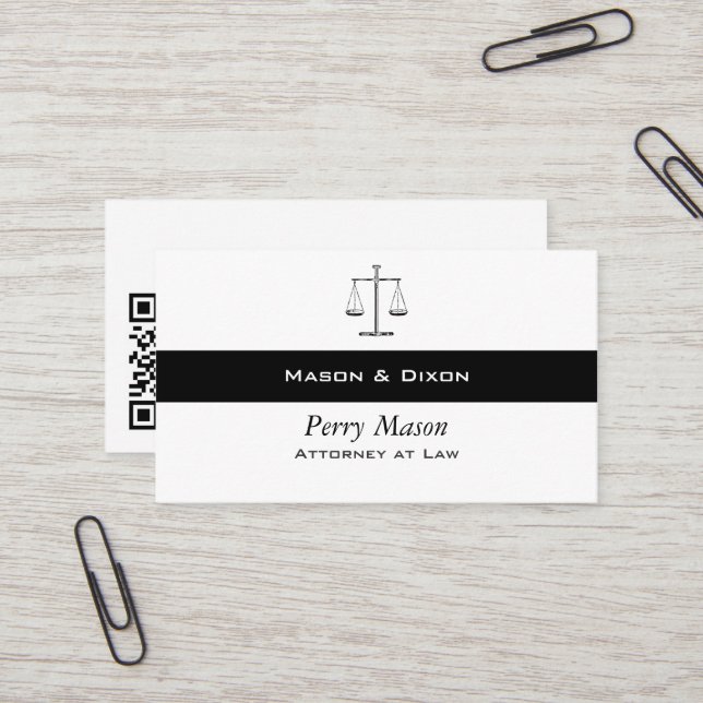 Carte De Visite Échelles de justice avec codes QR (Devant/Arrière en situation)