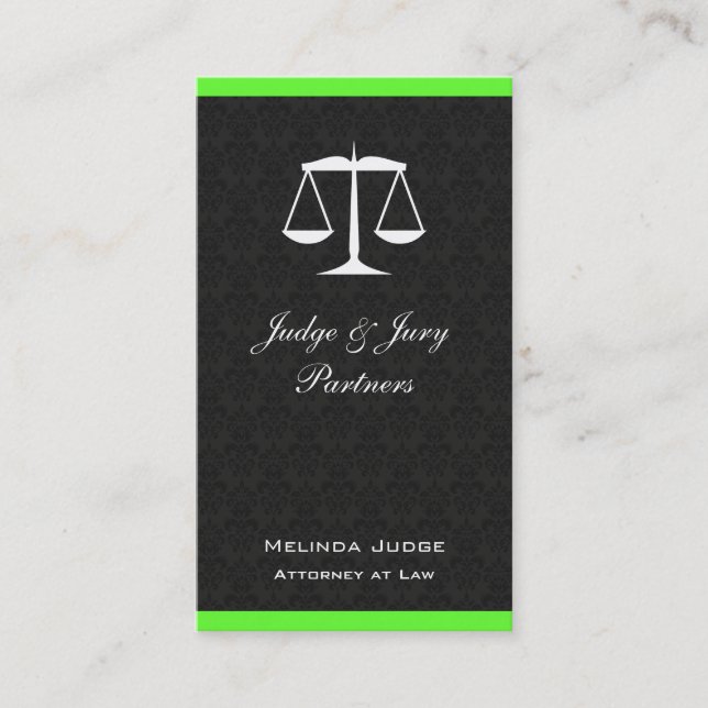 Carte De Visite Échelles de Justice Damassé Professionnel Juridiqu (Devant)
