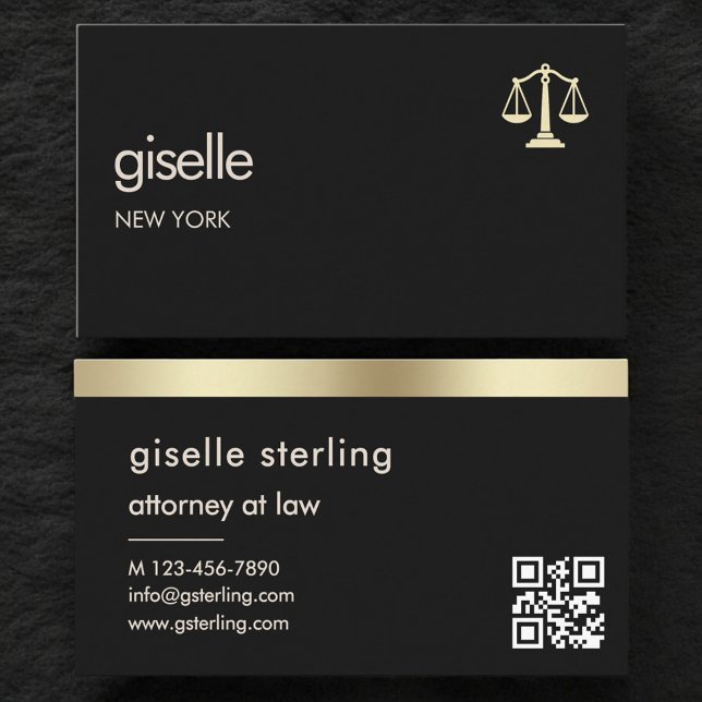 Carte De Visite Échelles d'or de la justice Avocat Black (Créateur téléchargé)