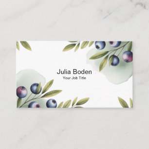Carte De Visite Éclaboussure aquarelle de baies et de branches