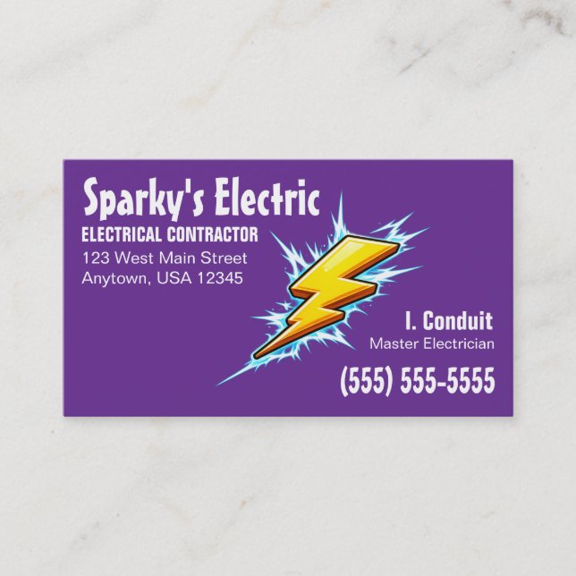 Carte De Visite Éclair | Électricien / Entrepreneur (Devant)