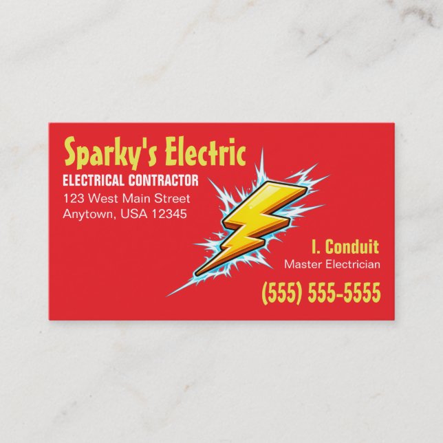 Carte De Visite Éclair | Électricien / Entrepreneur (Devant)