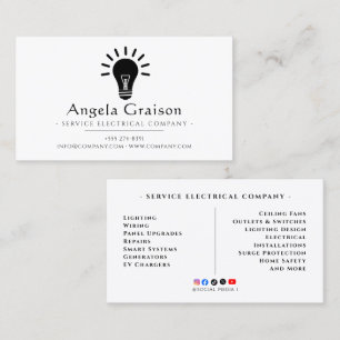 Carte De Visite Éclairage, Câblage, Électricien Professionnel