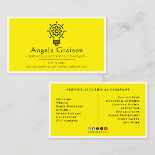 Carte De Visite Éclairage, Câblage, Électricien Professionnel