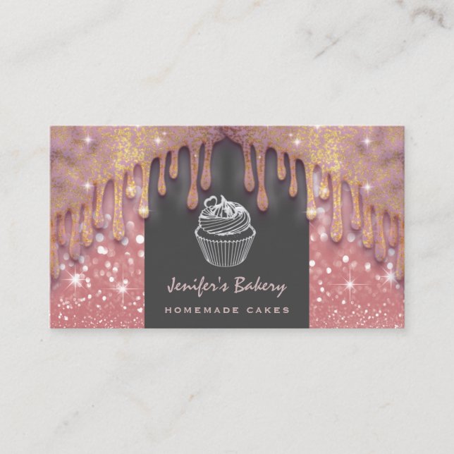 Carte De Visite Éclairage de luxe moderne gouttes de cupcake migno (Devant)