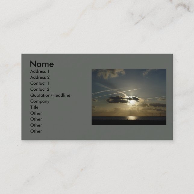 Carte De Visite Éclatement du coucher du soleil blanc (Devant)