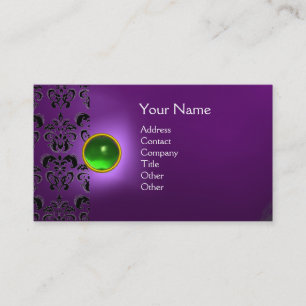 Carte De Visite ECLIPSE DAMASK GEM MONOGRAM vert pourpre