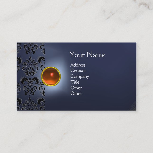 CARTE DE VISITE ECLIPSE DAMASK GEM  MONOGRAMME (Devant)