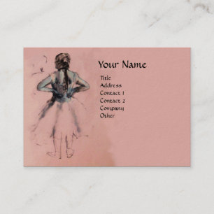 CARTE DE VISITE ÉCOLE DE DANSE, BALLERINA BALLET DANCER EN ROSE