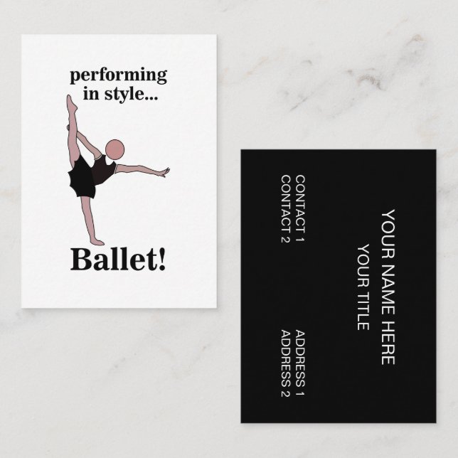 Carte De Visite École de danse de ballet ballerine danseuse (Devant / Derrière)