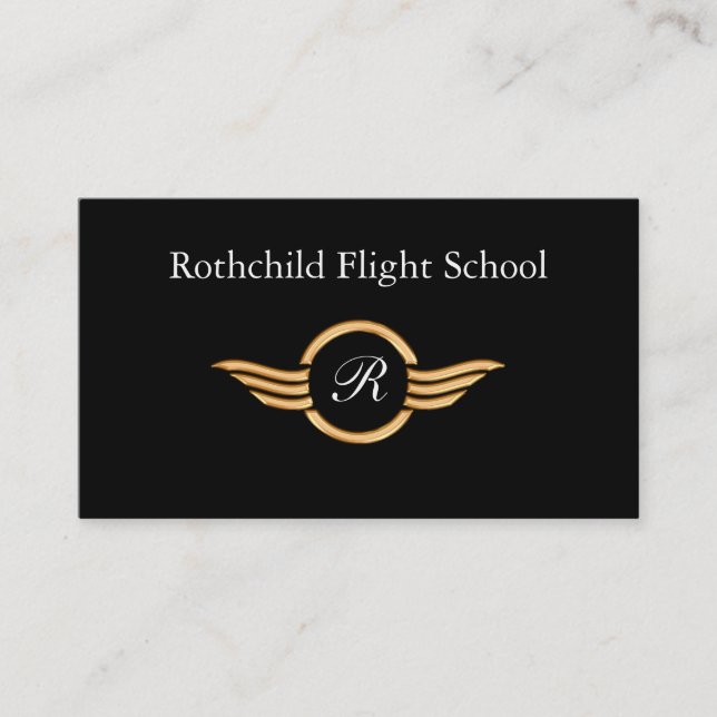 Carte De Visite École de pilotage Monogramme Classy (Devant)