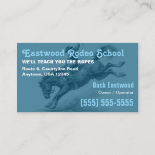 Carte De Visite École de Rodéo Entraînement de Cowboy sur Cheval