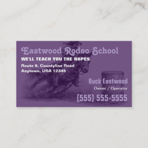 Carte De Visite École de Rodéo Instructrice de Course de Barils