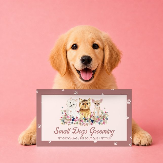 Carte De Visite École d'obéissance canine pour chiots Chien Rose (Créateur téléchargé)