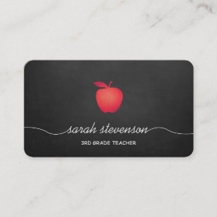 Carte De Visite Ecole Red Apple Chalkboard