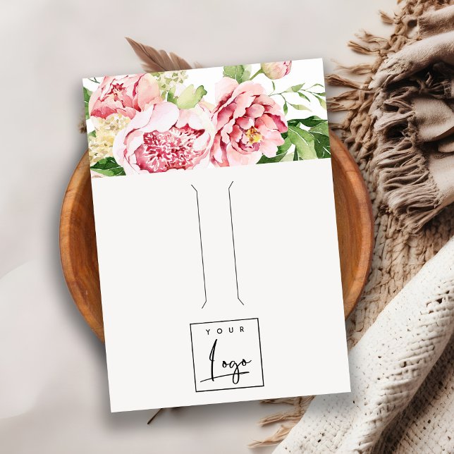 Carte De Visite Écran à cheveux rose pâle Floral Logo (Créateur téléchargé)