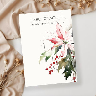Carte De Visite Écran à coiffure souple Berry Poinsettia pour Noël