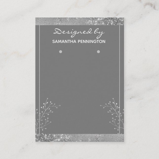 Carte De Visite Écran à oreilles Floral Argent (Devant)