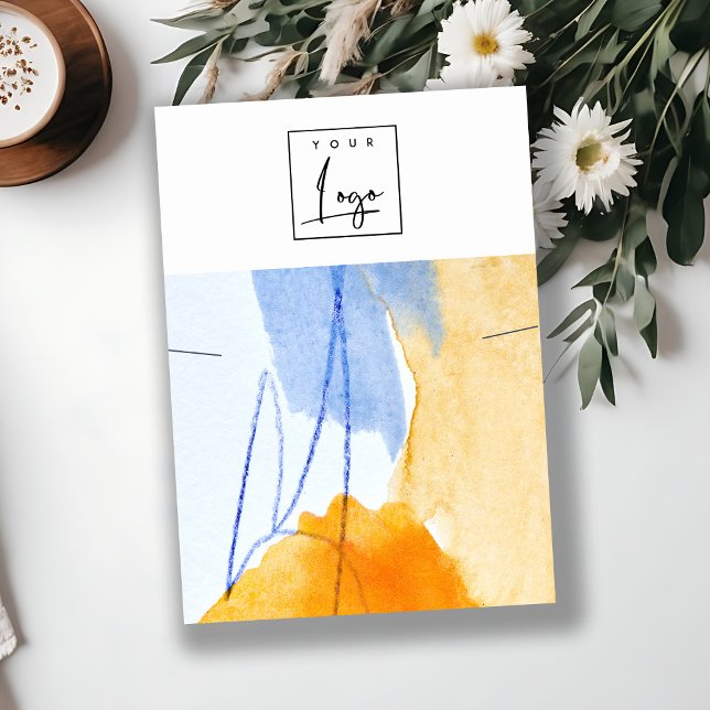 Carte De Visite Écran Abstrait du logo d'art jaune bleu (Créateur téléchargé)