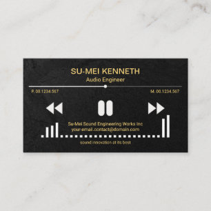 Carte De Visite Écran audio vidéo Ingénieur sonore Black Grunge