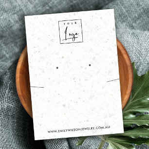 CARTE DE VISITE ÉCRAN CHIC BLANC GRAY TERRAZZO NECKLACE EARRING