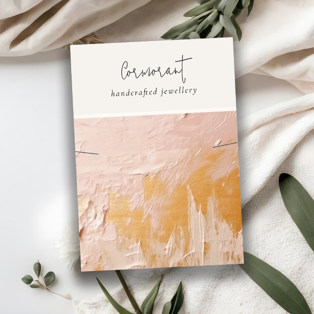 Carte De Visite Écran Chic Blush Gold Paint Texture Collier (Créateur téléchargé)