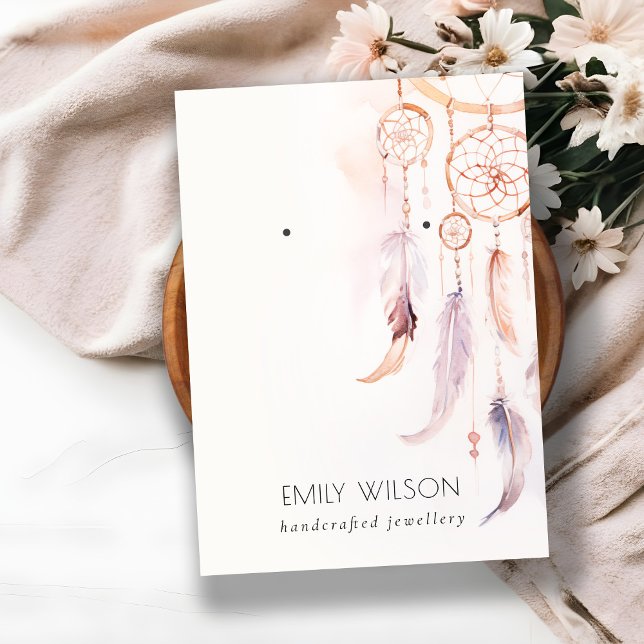 Carte De Visite Écran Chic Boho Dreamcatcher Aquarelle (Créateur téléchargé)