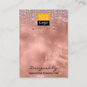 Carte De Visite Écran d'affichage Rose Gold Faux Foil & Parties s