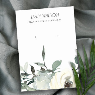 CARTE DE VISITE ÉCRAN D'APPROVISIONNEMENT FLORAL BLANC EN IVOIRE D