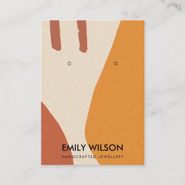 CARTE DE VISITE ÉCRAN D'ART ROUGE DE TERRACOTTE ABSTRAITE MODERNE (Devant)