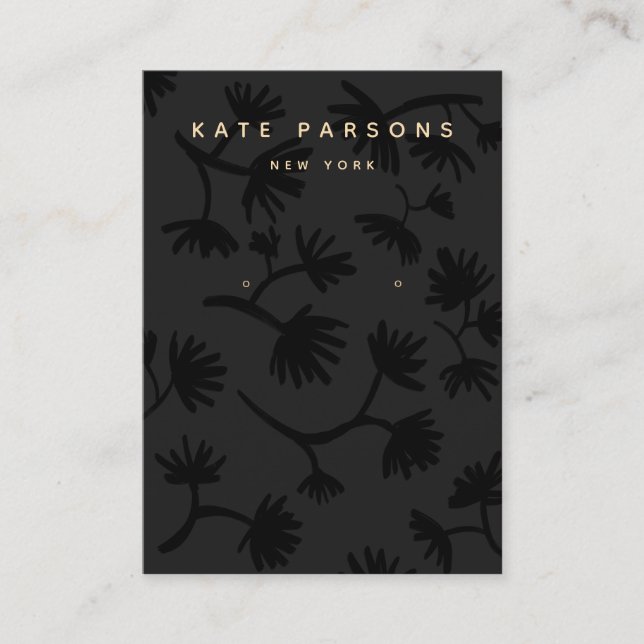 Carte De Visite Écran de bijoux à oreilles florales noires (Devant)