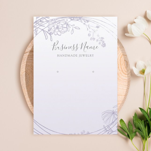 Carte De Visite Écran de bijoux en cercle fleuri violet poussiéreu (Créateur téléchargé)
