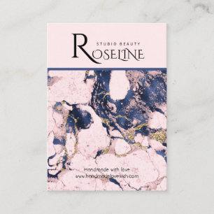 Carte De Visite Écran de bijoux en marbre rose or bleu marine