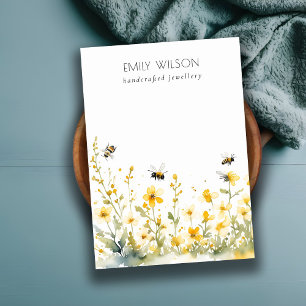 Carte De Visite Écran de bijoux en noir d'abeille Fleur sauvage ja