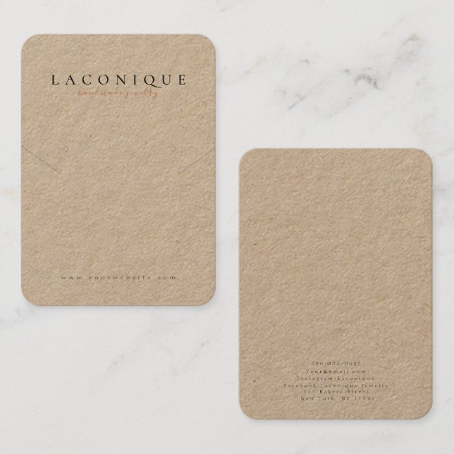 Carte De Visite Écran de bijoux | Kraft | Entreprise minimale C (Devant / Derrière)