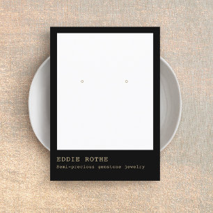 Carte De Visite Écran de bijoux minimaliste moderne à oreille noir