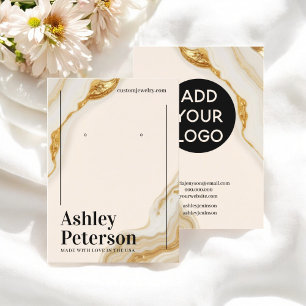 Carte De Visite Ecran de boucle d'oreille en marbre doré de luxe