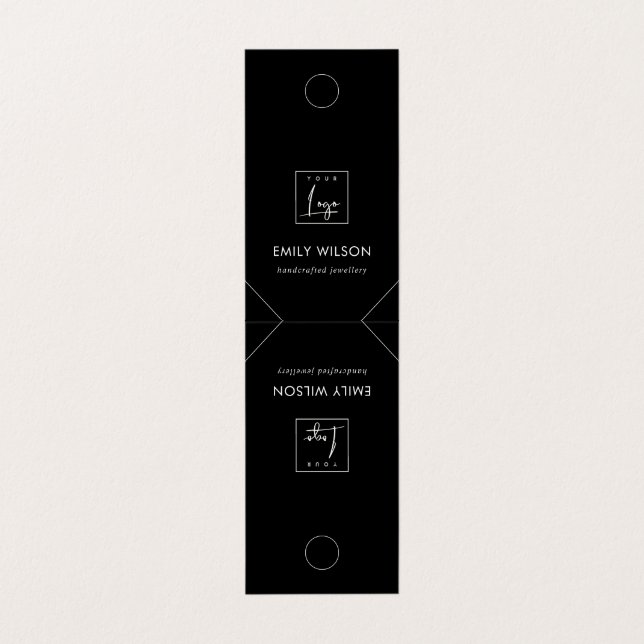 Carte De Visite Écran de collier blanc noir minimal chic (Extérieur déplié)